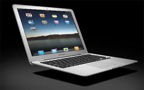 Mockup: Macbook Air met iPhone OS