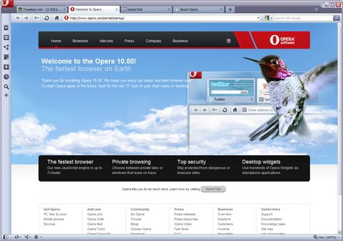 Opera 10.50 screenshot (481 pix)