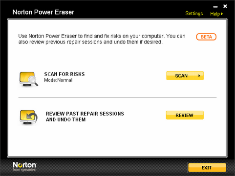 Norton Power Eraser screenshot (481 pix)