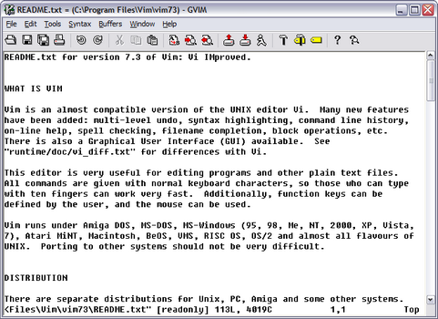 Vim 7.3 screenshot (481 pix)