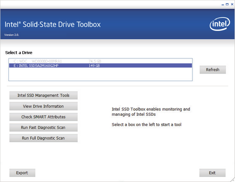 Intel SSD Toolbox 2.0 screenshot (481 pix)