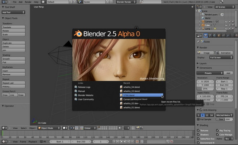 Blender 2.5 screenshot Blender 2.5 screenshot
