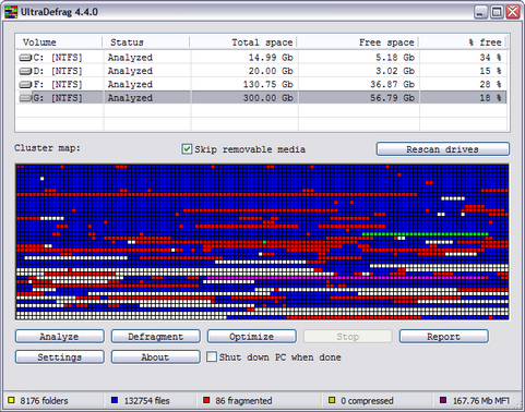 UltraDefrag 4.4.0 screenshot (481 pix)
