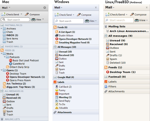 Het nieuwe e-mail panel in Opera 10.70