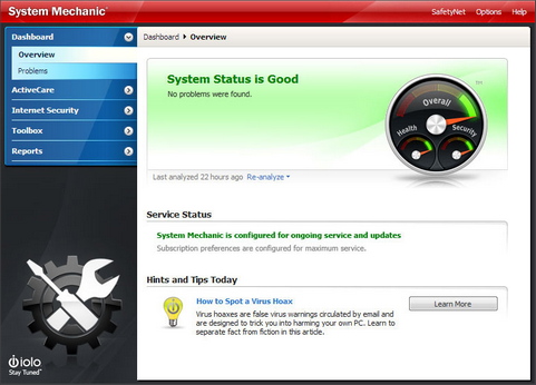 System Mechanic 10 screenshot (481 pix)