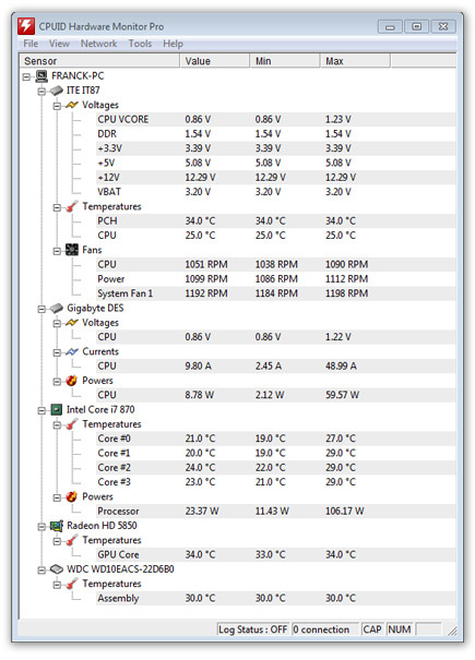 HWMonitor Pro screenshot