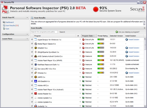 Personal Software Inspector screenshot (481 pix)