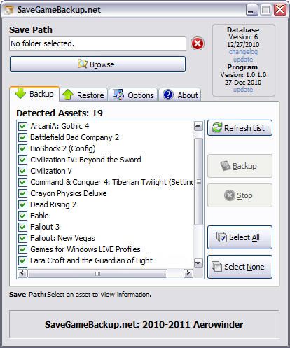 SaveGameBackup.net screenshot