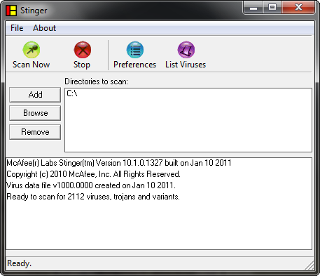 McAfee Stinger 10.1.0.1327 McAfee Stinger 10.1.0.1327