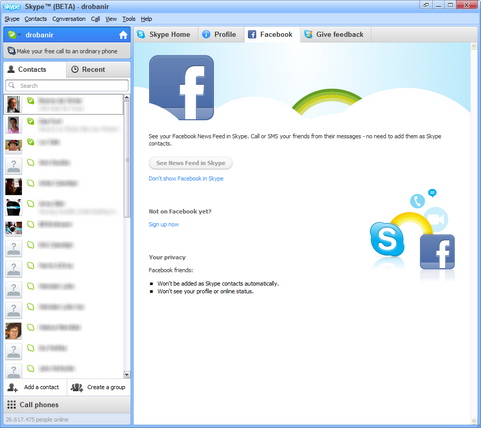 Skype for Windows 5.2 screenshot (481 pix)