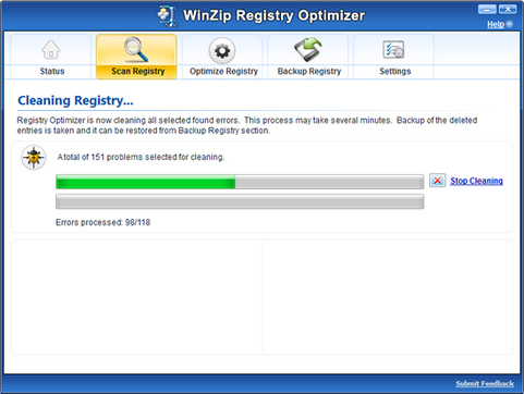 WinZip Registry Optimizer screenshot (481 pix)