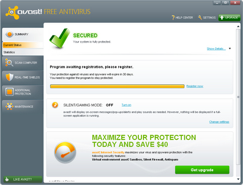 Avast Antivirus 6.0 screenshot