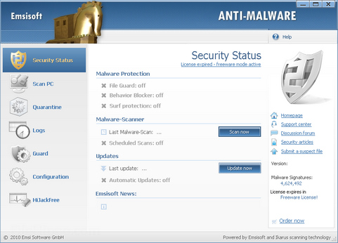 Emsisoft Anti-Malware screenshot (481 pix)