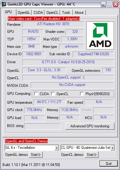 GPU Caps Viewer 1.10.1 screenshot (481 pix)