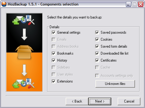 MozBackup 1.5.1 screenshot