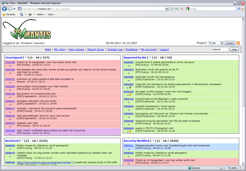 Mantis Bug tracker screenshot (481 pix)