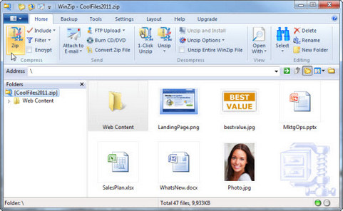 WinZip 15 screenshot (481 pix)