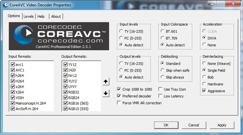 CoreAVC 2.5.1 screenshot (481 pix)