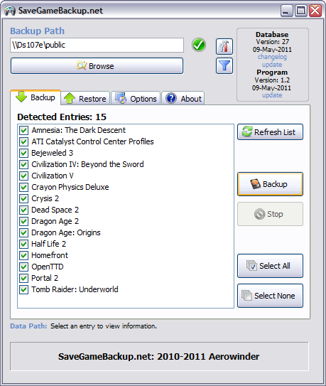 aveGameBackup.net 1.2 screenshot