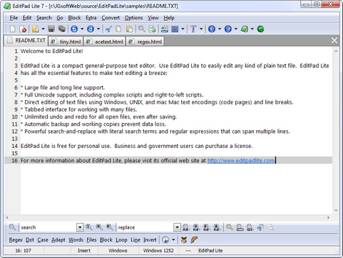 EditPad Lite 7.0.0 screenshot
