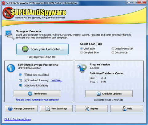 SuperAntiSpyware 5.0 screenshot (481 pix) SuperAntiSpyware 5.0 screenshot (481 pix)