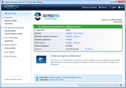 Outpost Firewall Pro 7.5 screenshot (481 pix)