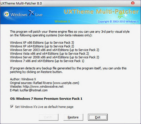 Uxtheme Multi-patcher 8.0 screenshot (481 pix)