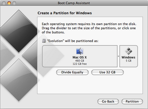 Apple Boot Camp screenshot (481 pix)