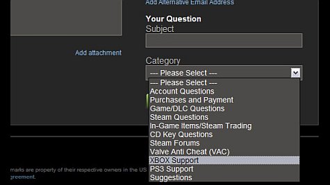XBOX dropdown op support site