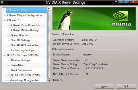 Nvidia Linux Display Driver 285.05.09 screenshot (481 pix)