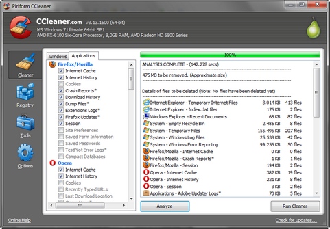 CCleaner 3.13.1600 screenshot