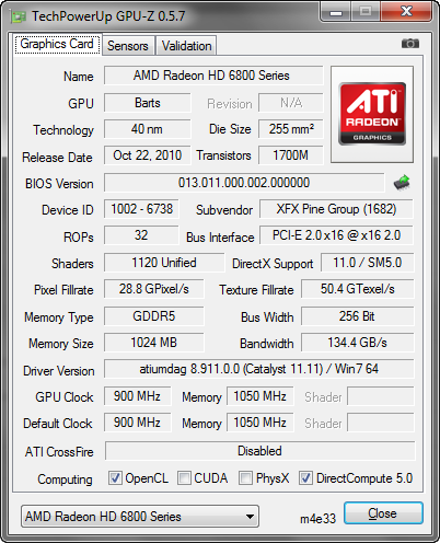 GPU-Z 0.5.7 screenshot