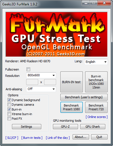 FurMark 1.9.2 screenshot