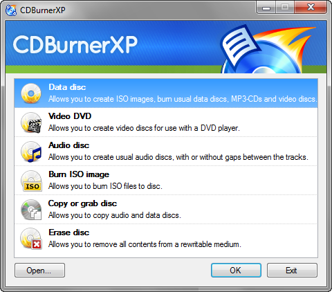 CDBurnerXP screenshot (480 pix)