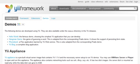 Yii PHP Framework screenshot (481 pix)