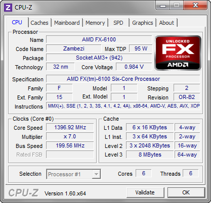 CPU-Z 1.60 screenshot