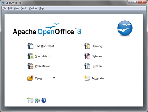 Apache OpenOffice 3.4 start center Apache OpenOffice 3.4 start center