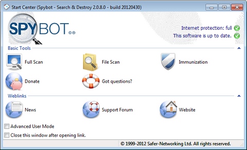 Spybot - Search & Destroy 2.0.8 bèta 6 screenshot (481 pix)