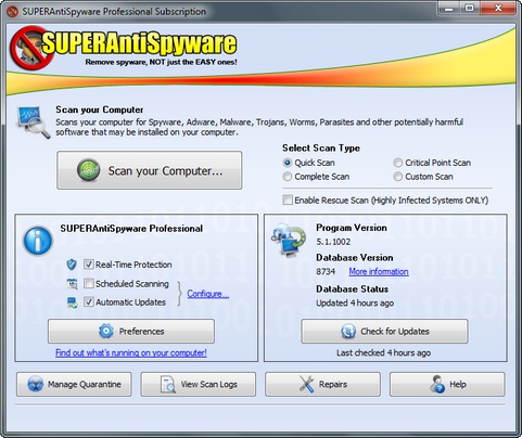 SuperAntiSpyware 5.1 screenshot (481 pix)