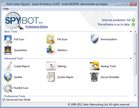 Spybot - Search & Destroy 2.0.9 RC 1 screenshot (481 pix)