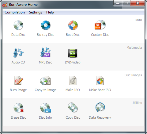 BurnAware Home 5.0 screenshot