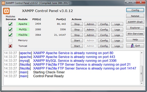 XAMPP screenshot (481 pix)