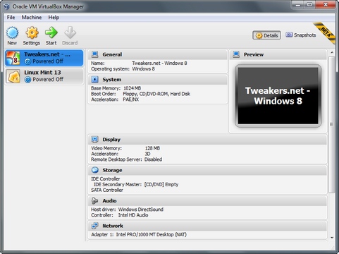 VirtualBox 4.2.0 bèta 1 screenshot