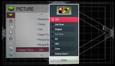 LG LM670s aspectratio 16:9 (default in Cinema-modus)