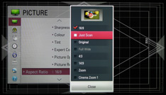 LG LM670s aspectratio Just Scan (geprefereerd)