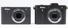 Nikon 1 J2 versus Nikon 1 V1 front