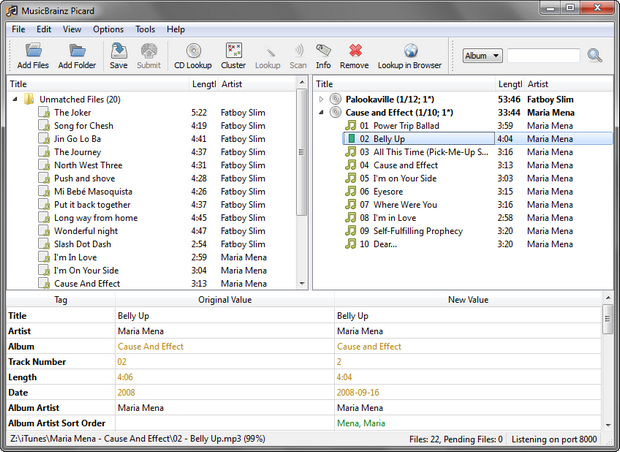 MusicBrainz Picard screenshot (620 pix)