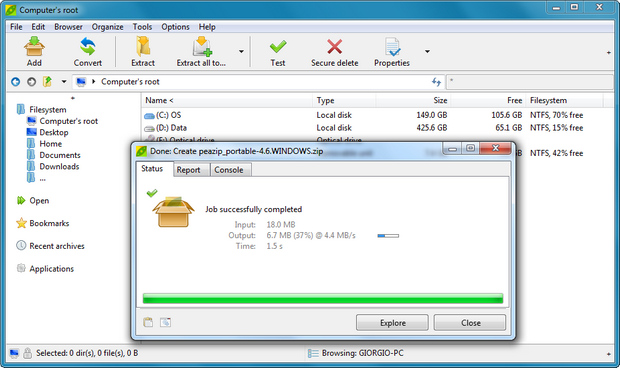 PeaZip screenshot (620 pix)