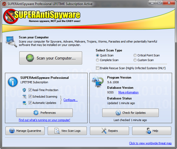 SuperAntiSpyware 5.6 screenshot (620 pix)