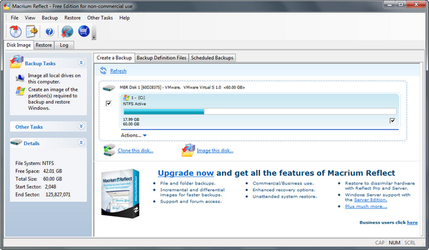 Macrium Reflect screenshot (620 pix)